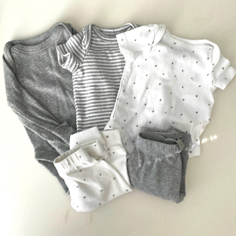 Lot of Baby Gap Grey Onesies and Pants - preemie